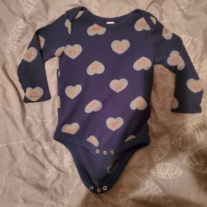 (6/$18) 12-18m Joe Fresh Navy Heart Print Kids Onesie
